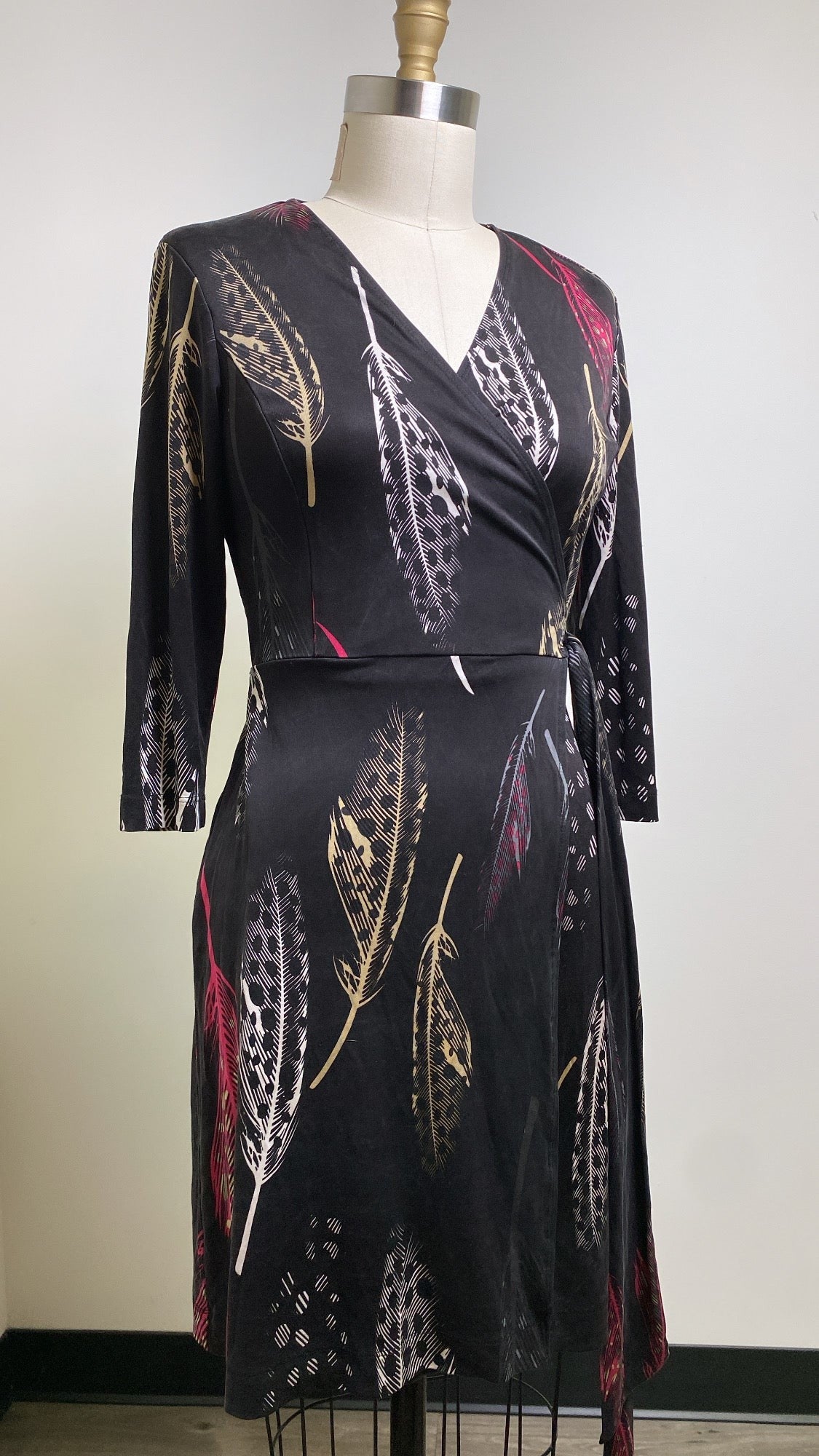 Eccoci Black Wrap 100% Silk Dress, 6