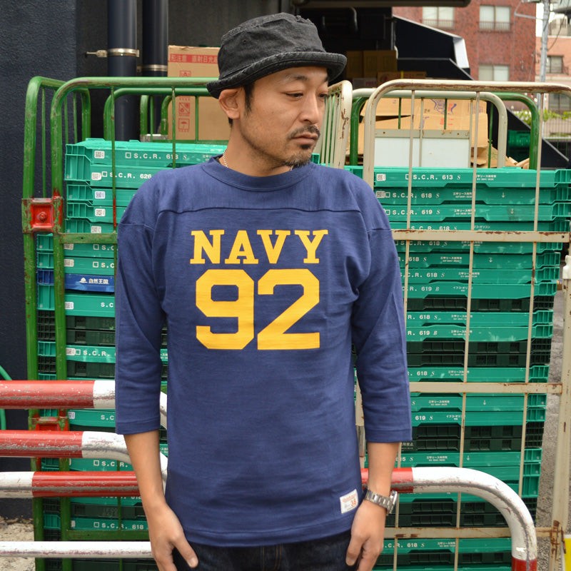WARE HOUSE "4063 NAVY 92" 3/4 Sleeve Football Tee