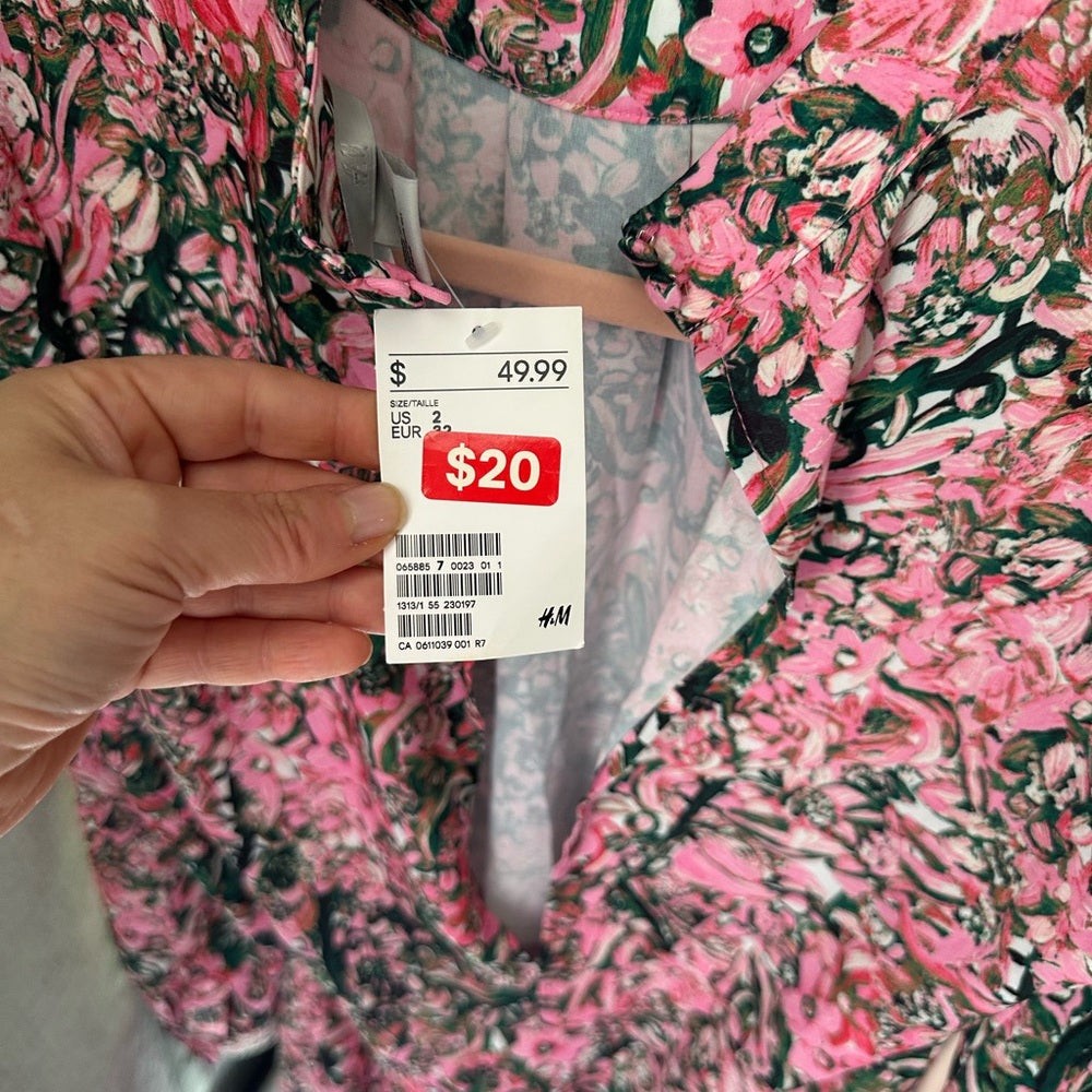 Floral Pink and Green Dress US Size 2