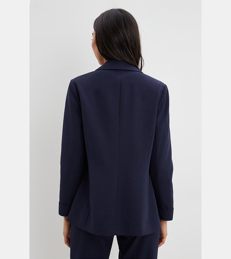 Navy Turn Back Cuff Blazer