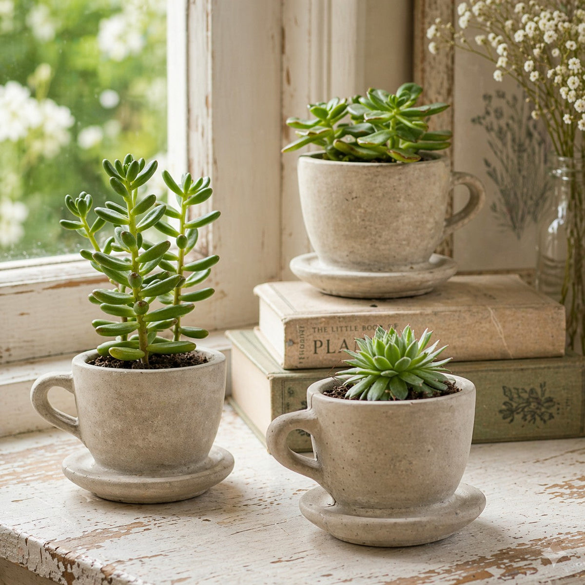 Concrete "Tea & Coffee" Cup Planter