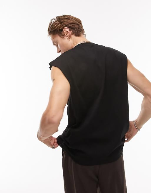 Oversized Sleeveless Tee Black