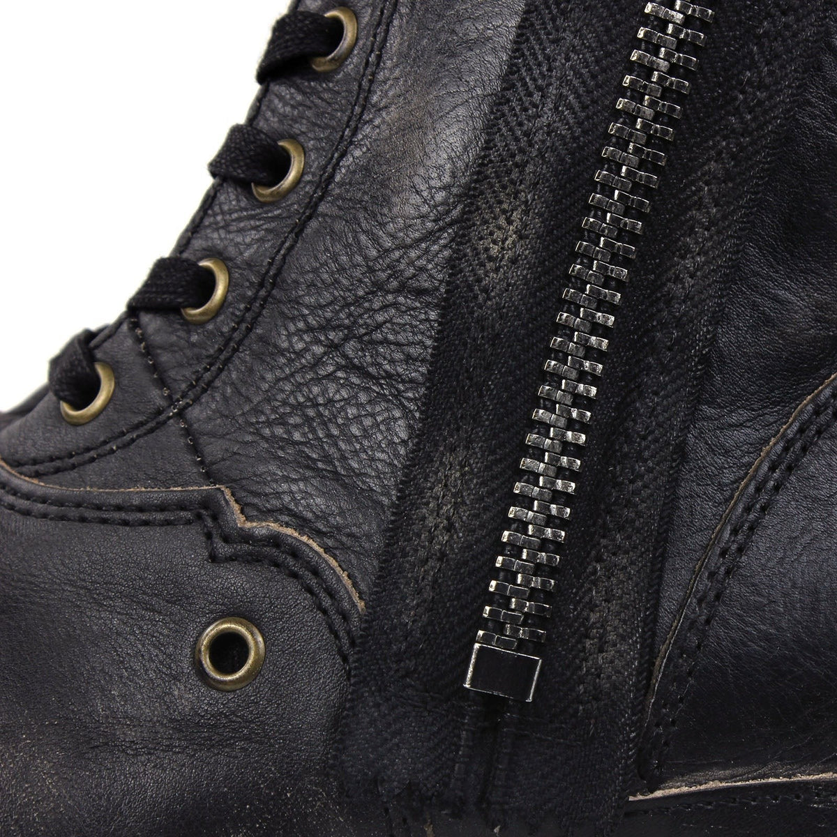 OSSTONE Moto Boots for Men Vintage Zipper-up Retro Leather Chukka Boots Distressed Rock n roll Bike Shoes Punk Boots OS-5008-8-E-F