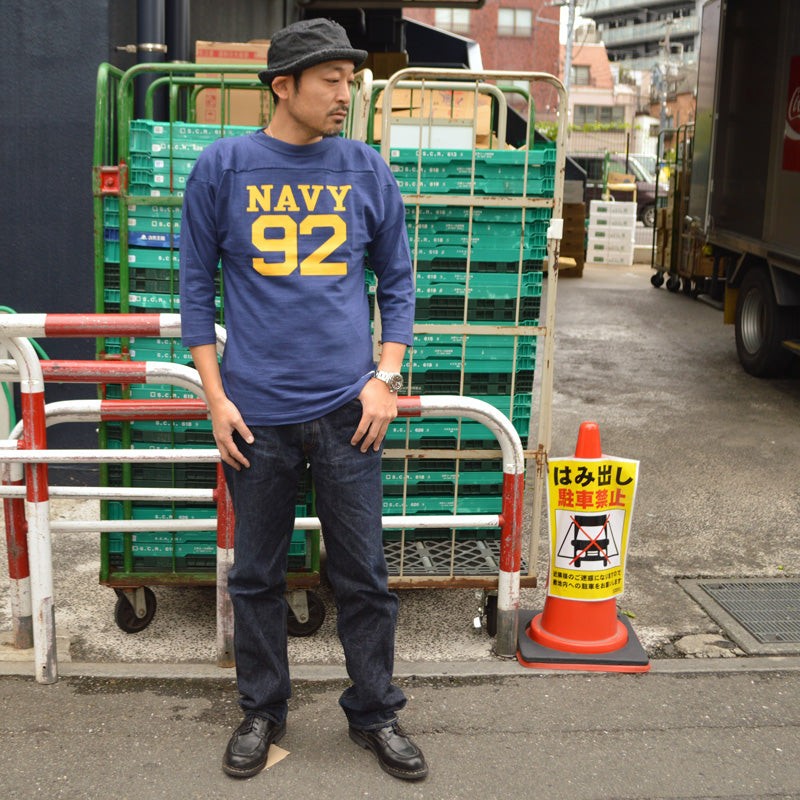 WARE HOUSE "4063 NAVY 92" 3/4 Sleeve Football Tee