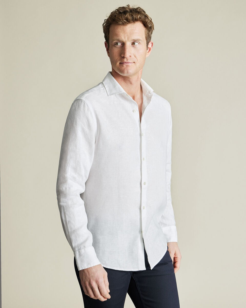Pure Linen Slim Fit Shirt White
