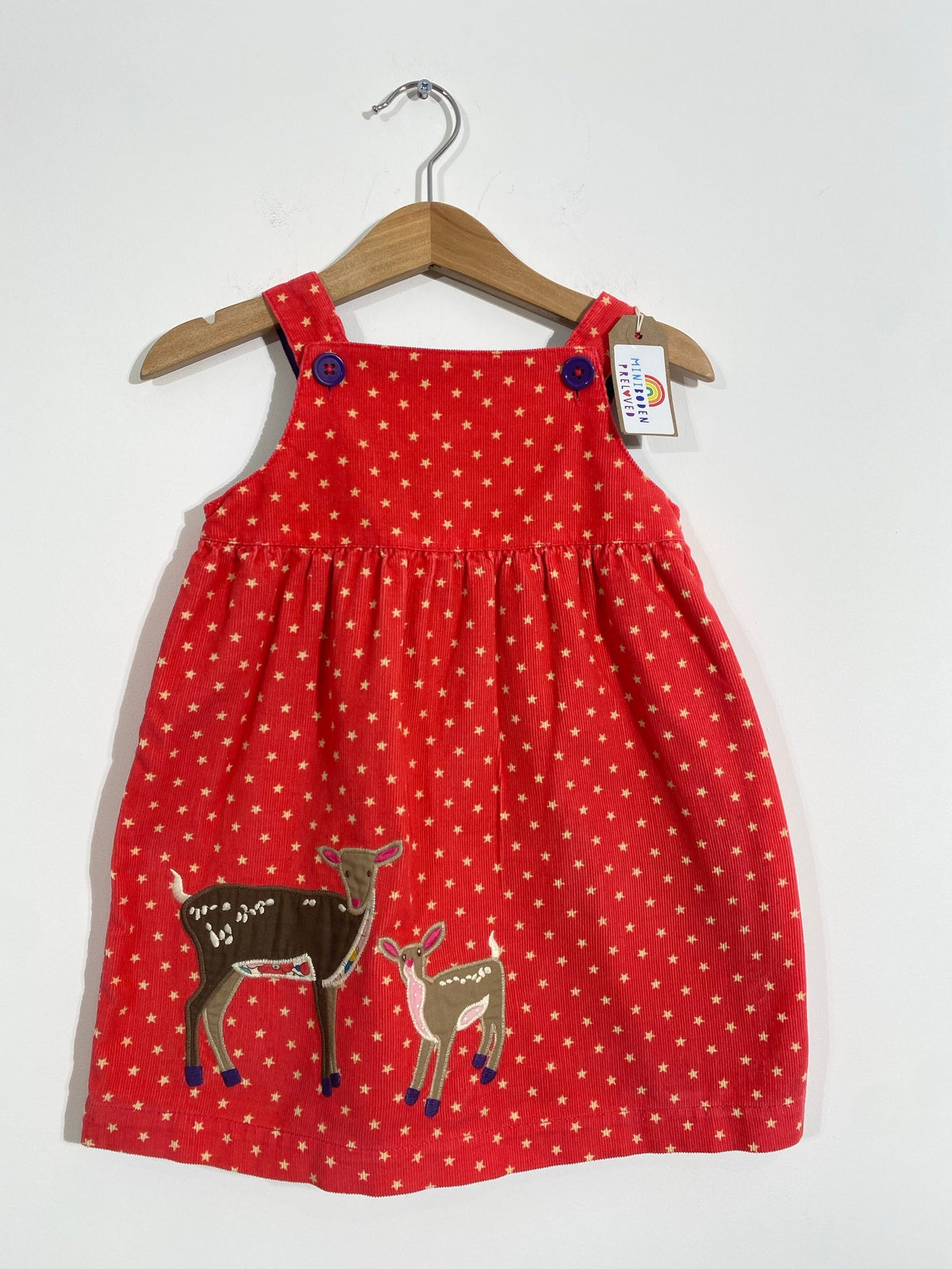 Red Needlecord Applique Deer Pinafore (18-24 Months)