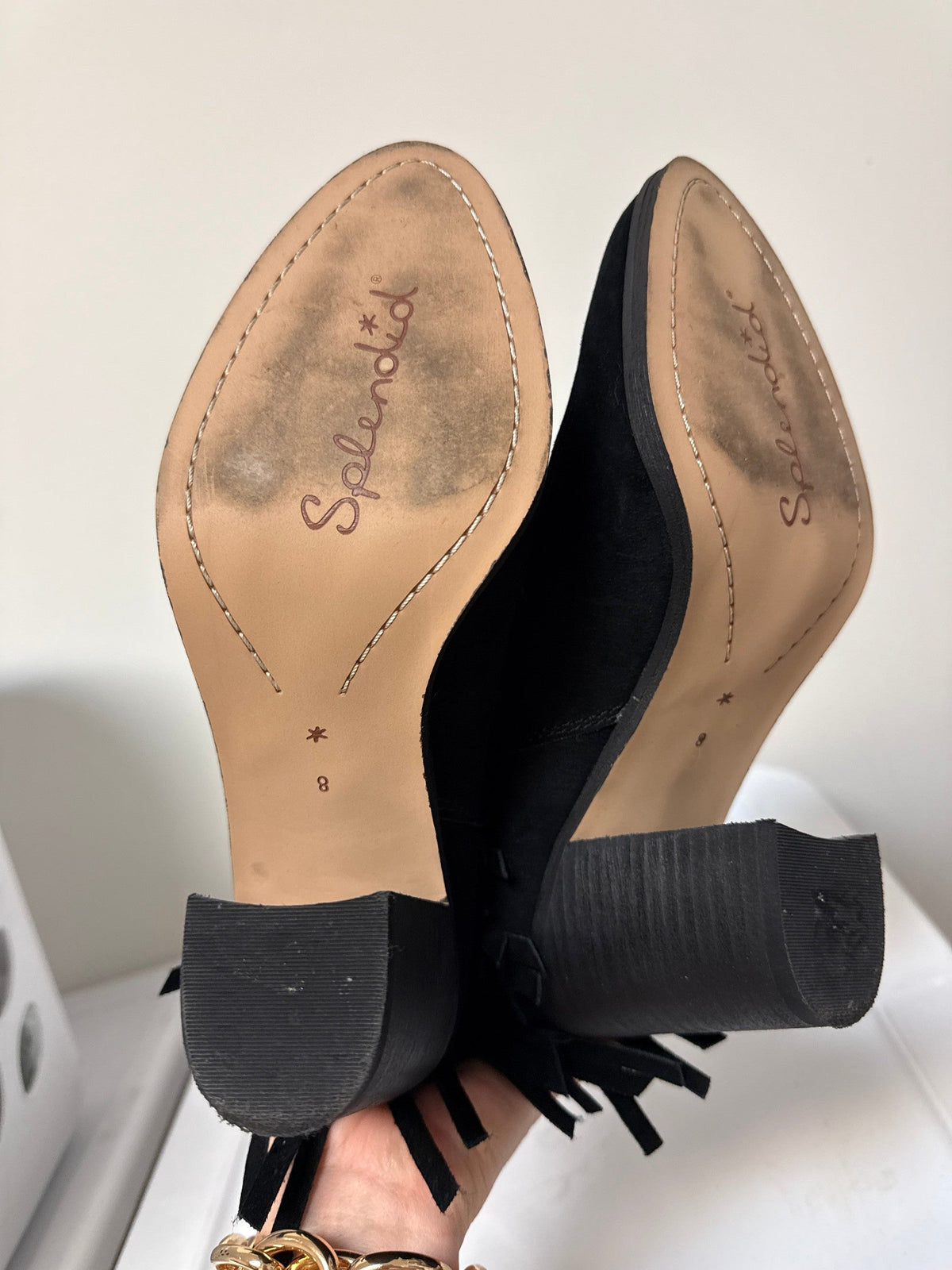Splendid Black Suede Fringe Boots, 8