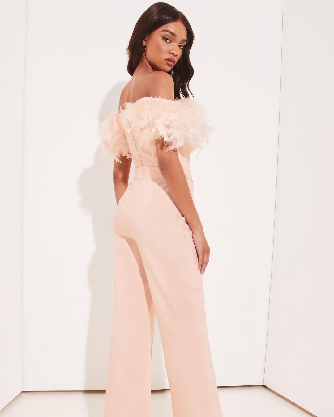 Nude Feather Jumpsuit