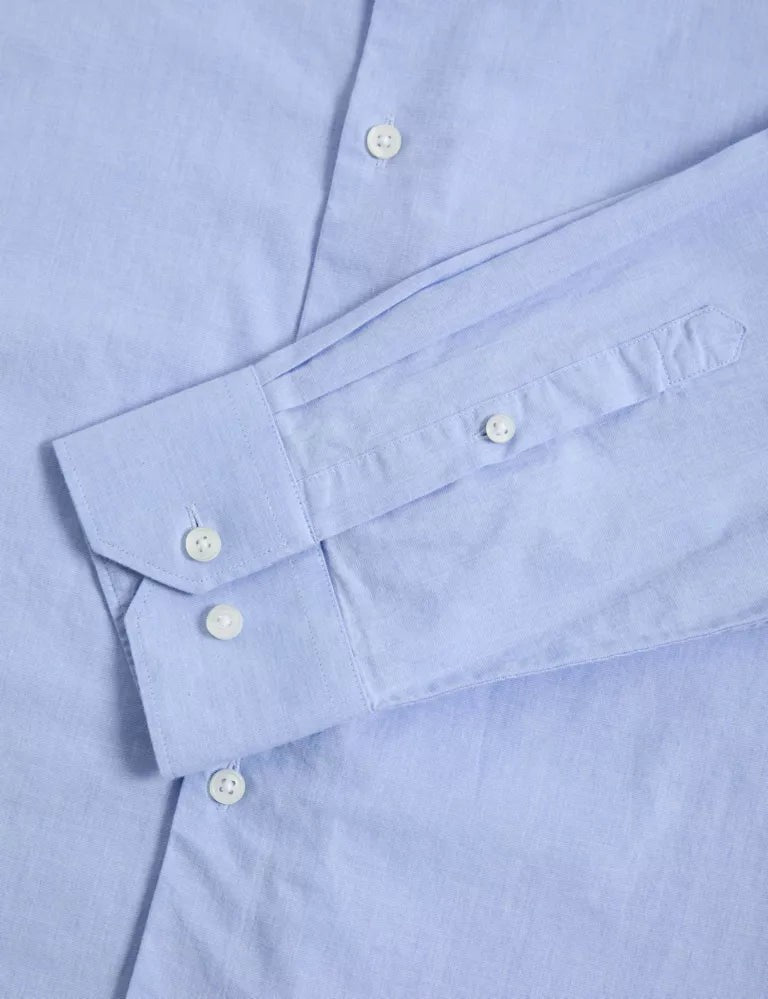 Regular Fit Pure Cotton Textured Shirt Blue