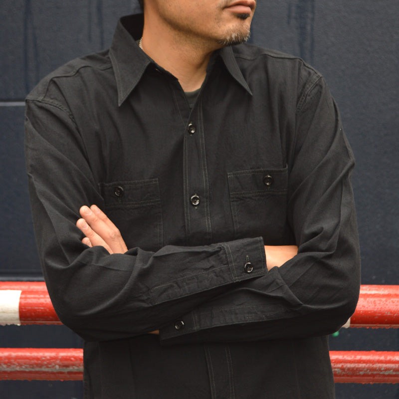 BUZZ RICKSON'S William Gibson Collection "BR29143" Black Chambray L/S Work Shirt