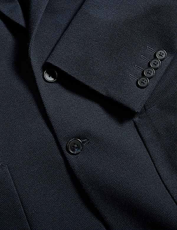 Tailored Fit Jersey Textured Blazer Navy