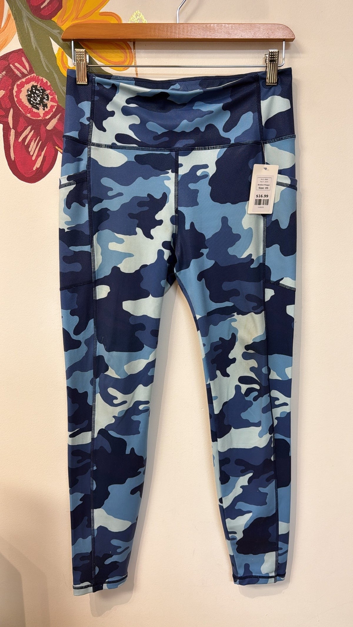 Boston Proper Blue Camo 27" Inseam Leggings, XS