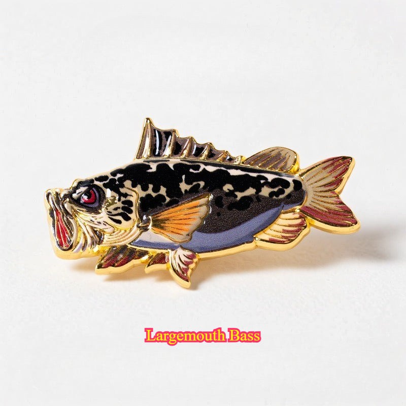 Fishing Fish Enamel Pin - Fisherman Hat & Lapel Badge - Fishing Lover Gift
